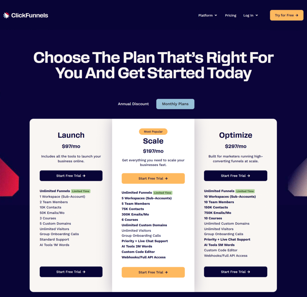 activecampaign vs clickfunnels: clickfunnels pricing