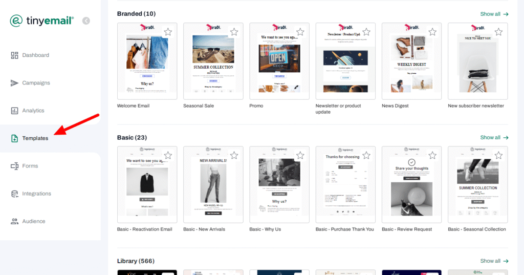 activecampaign vs tinyemail: tinyemail template