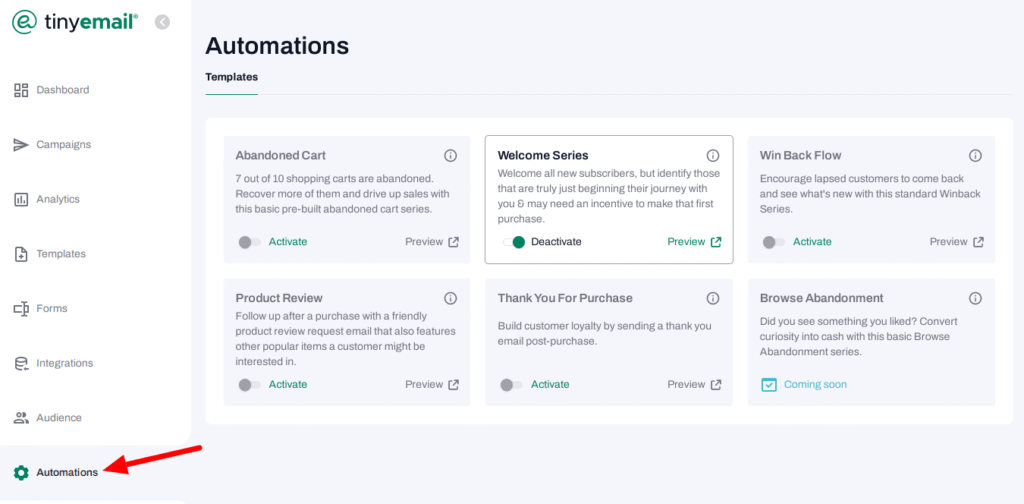 activecampaign vs tinyemail: tinyemail automation