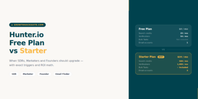 Hunter.io Free Plan vs Starter: When SDRs, Marketers and Founders Should Upgrade (2026)