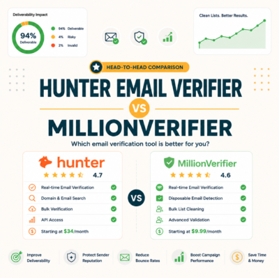 Hunter.io Email Verifier vs MillionVerifier: Accuracy and Cost Compared